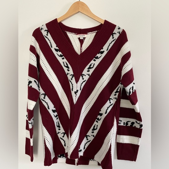 Andree by Unit Geometric V neck Sweater Size Small Retro Vintage Like New - Picture 1 of 6